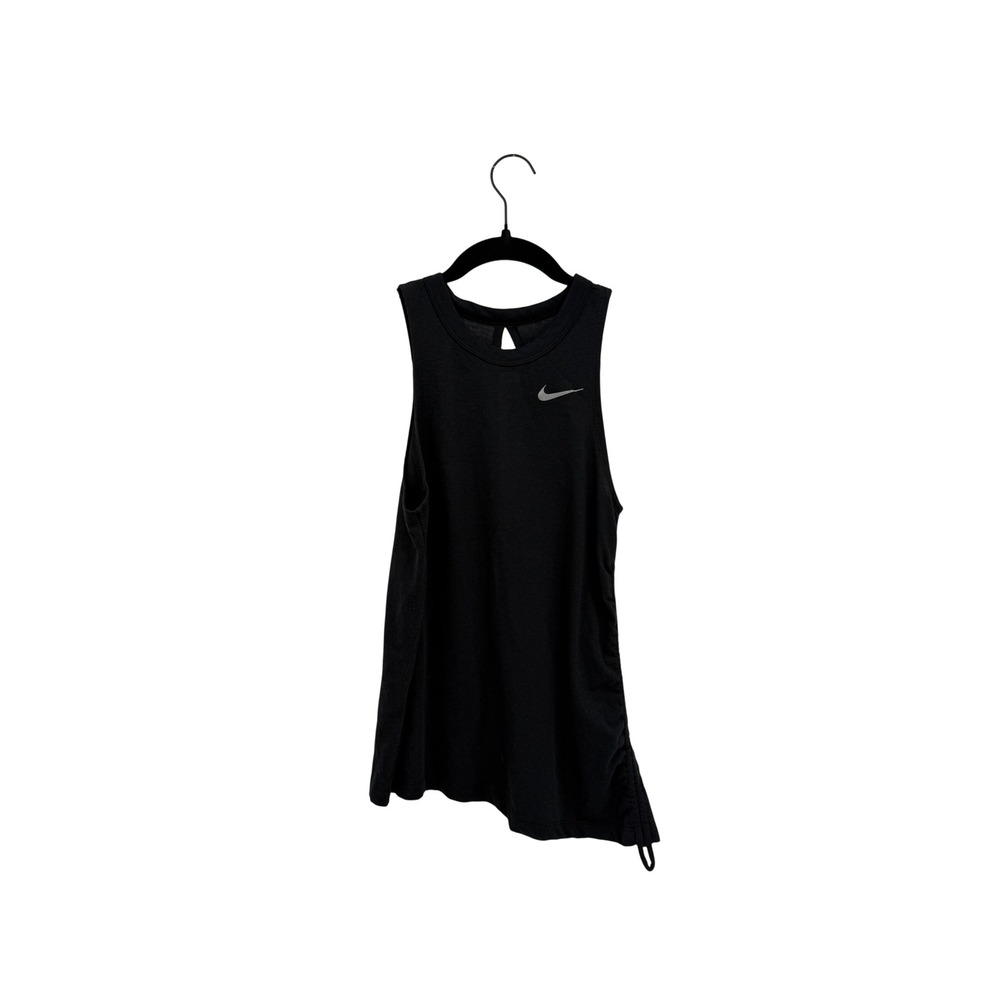 Nike Tank Top Women XS Black Dri-FIT Ruched Side Sleeveless Activewear